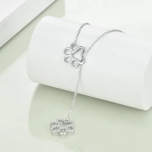 Vista 2 de Collar en Y de plata de ley 925 con barra vertical para mujer