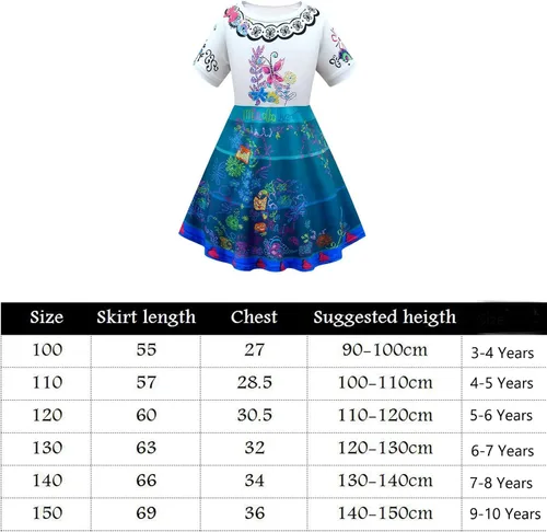 Vista 2 de Vestido de princesa Encanto Mirabel con bolsa, disfraz de película de dibujos animados para niños pequeños