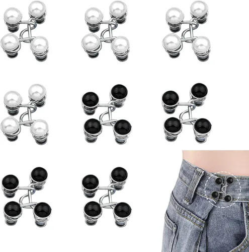 Vista 7 de Juego de 6 tensores de cintura para pantalones, juego de hebilla de cintura ajustable, botones de mezclilla, clip de ajuste sin costura a