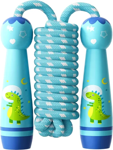 Vista 11 de Cuerda de saltar para niños, cuerda de saltar trenzada de algodón ajustable con mango de madera para niños pequeños, fitness, entrenamiento Gato