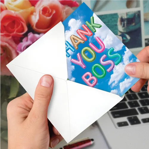 Vista 6 de The Best Card Company Boss Thank You - Tarjeta de felicitación con sobre de 5 x 7 pulgadas, 1 tarjeta, (no 3D o elevado) mensajes inflados