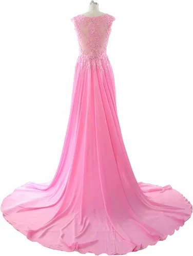 Vista 2 de MACloth Vestidos de encaje para mujer cuello en V vestido formal para boda fiesta dama de honor
