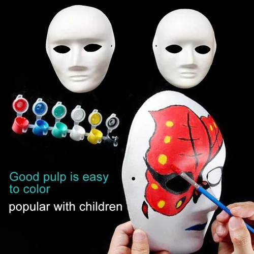 Vista 4 de 12 máscaras blancas de bricolaje, máscaras blancas de Halloween, máscaras de papel de máscara de cara completa, máscaras de ópera de cara completa