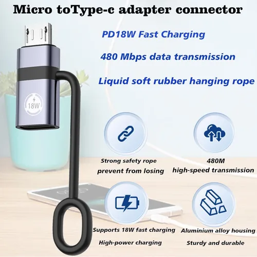 Vista 3 de Adaptador USB gris C a micro USB, adaptador tipo C hembra a micro USB macho, adecuado para Samsung Galaxy S6/S7 Edge, LG Nexus 4/5/6 y otros