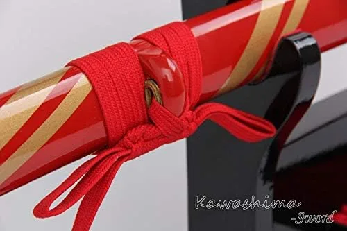 Vista 7 de Musashi Samurai Espada Japonesa Katana Imitado Damasco Acero Full Tang Sharpness Listo para Cortar Mate Paja-41 Pulgadas