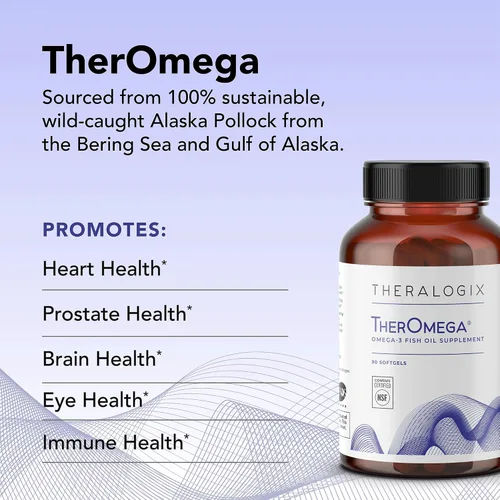 Vista 2 de Theralogix TherOmega Omega-3 Suplemento de aceite de pescado - Apoya la salud del corazón, el cerebro, el sistema inmunológico y las articulaciones*