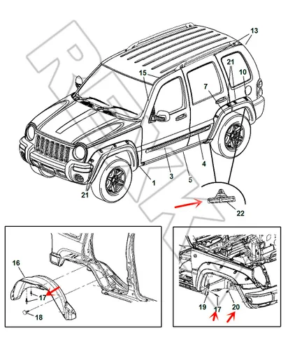 Vista 5 de Rexka Kit de hardware de clips de guardabarros de rueda de 45 piezas para Jeep Liberty 2006-2012