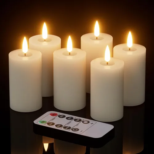 Vista 10 de Decoraciones de Halloween Velas de Superficie de Espejo con Control Remoto Temporizador, Funcionan con Baterías 6pcs Velas Votivas LED de Cera Real