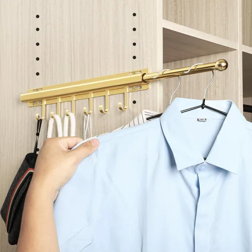 Vista 14 de BaiNong Barra de valet de 12 pulgadas para armarios Barra de valet extraíble para armario Deslizante en negro Barra de colgar extraíble para ropa