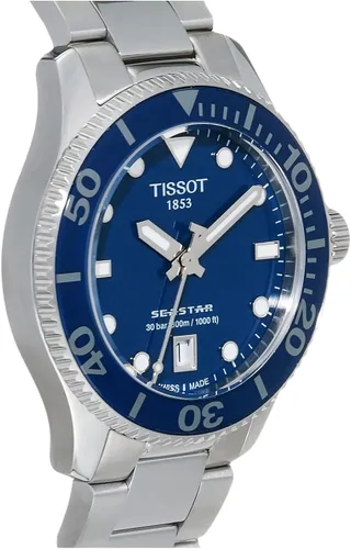 Vista 4 de Tissot Tissot Seastar 1000 - Reloj unisex de cuarzo con caja de acero inoxidable 316L, color gris, acero inoxidable, 18 (T1202101104100), gris