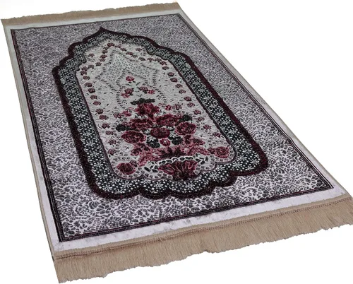 Vista 3 de Modefa Alfombra de oración de terciopelo islámico turco, alfombra de oración para hombres y mujeres, diseño tradicional musulmán Janamaz Sajada
