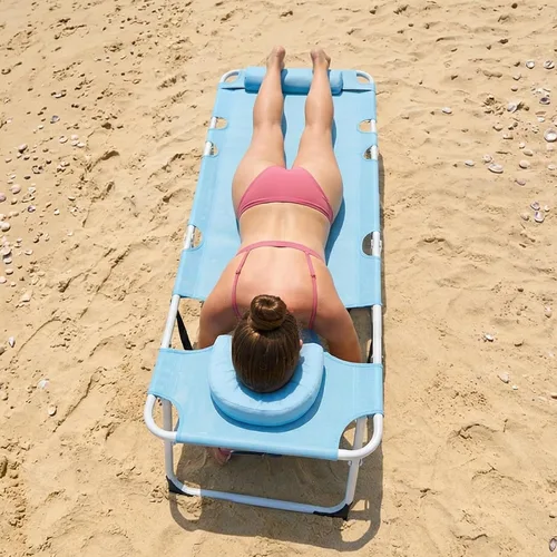 Vista 8 de ABORON - Silla de bronceado 3 en 1 extragrande con tapete y reposabrazos, tumbonas plegables resistentes, 5 posiciones para exteriores, para playa