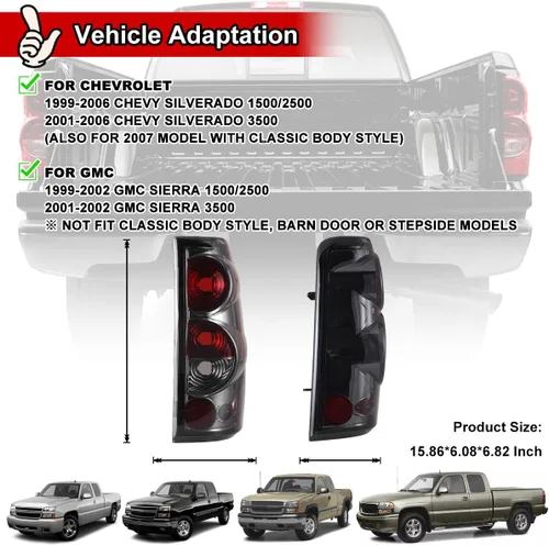 Vista 4 de Nixon Offroad Luces traseras para Chevy Silverado 1500 2500 3500 1999-2006 / GMC Sierra 1500 2500 3500 1999-2002 Luces traseras LED de repuesto