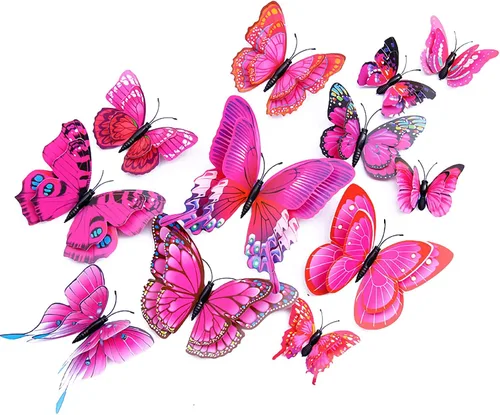 Vista 12 de OPSEAM - Calcomanías 3D de mariposa, 24/48 unidades, para decoraciones de pared, fiestas, con imanes (morado, 24)