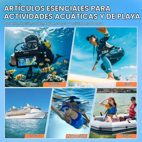 Vista 8 de Niveaya Paquete de 2 riñoneras impermeables para mujeres y hombres, IPX8, bolsa impermeable para cinturón seco para playa, kayak, natación, pantalla