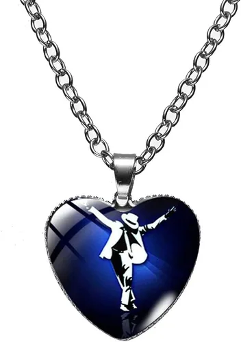 Vista 5 de XCFS 5 unids un conjunto de plata 925 plata plata corazón forma encanto MJ colgantes Michael Jackson ejército etiqueta cinco piezas collares