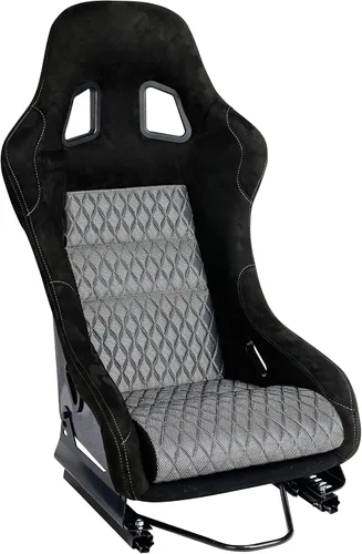 Vista 10 de Tamaño L Pieza De Asiento De Carreras Con Respaldo De Fibra De Vidrio Fuerte Universal Para Coches Tela Negra Costura De Diamante Blanca Con