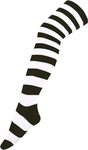 Vista 4 de Ayliss Calcetines a rayas por encima de la rodilla para muslo, calcetines largos para mujer, disfraz de cosplay y niñas, uso diario