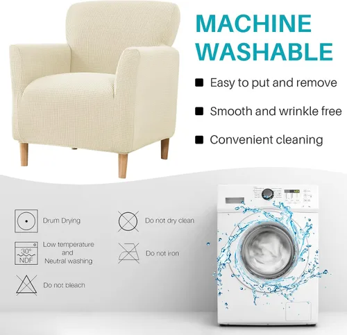 Vista 8 de MIFXIN Fundas para sillón de banquete, funda suave y elástica de jacquard con brazos, elástica antideslizante, funda de sofá, protector de muebles