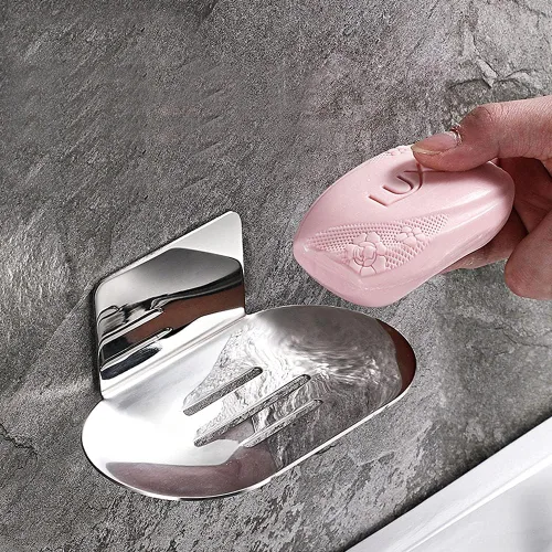 Vista 8 de Jabonera adhesiva, jabonera de baño para ducha, acero inoxidable 304 montado en la pared, soporte para jabón para baño, cocina, sin taladrar (negro)