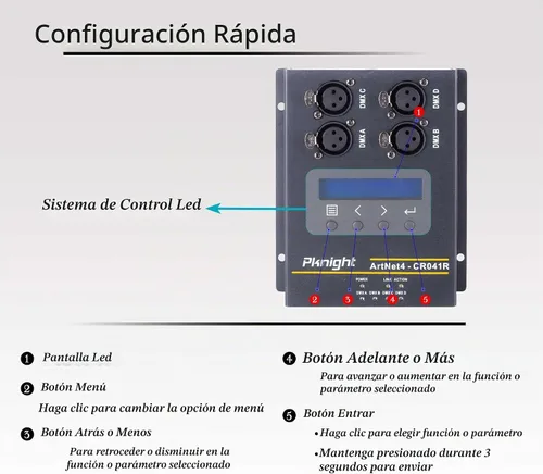 Vista 6 de Pknight Interface de Control de Iluminación ArtNet DMX Ethernet, Montaje en Trípode, Nodo Bidireccional de 4 Universos Art-Net a DMX512, PoE