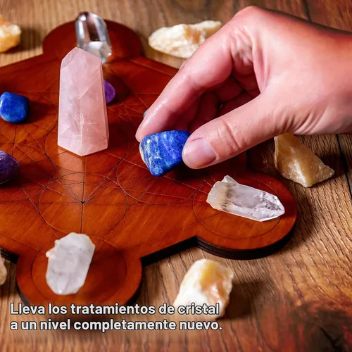 Vista 8 de Tablero de rejilla de cristal para piedras, cubo de Metatrón de 10 pulgadas de diámetro, tablero de geometría sagrada, amplifica el poder de tus