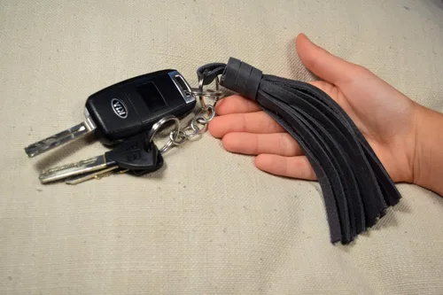 Vista 6 de Handmade Black Grey Leather Tassel Keychain Keyring And Bag Accessory, Leather Tassel For Handbag, Unique Keychain For Women, Leather Key Holder