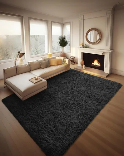 Vista 53 de Ophanie - Alfombras para sala de estar, antideslizante y suave, de felpa grandes y peludas para dormitorio, peludas para niños y niñas, decoración
