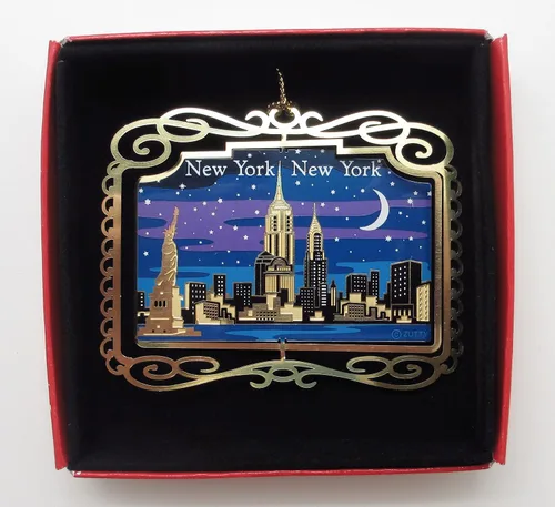 Vista 5 de Adorno de latón de color de la ciudad de Nueva York por la noche