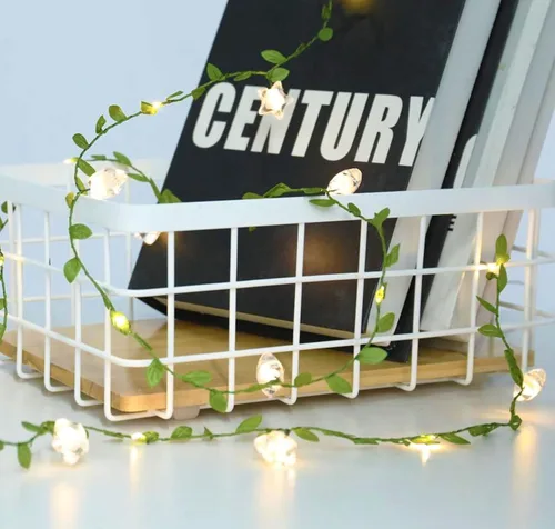 Vista 10 de Vigdur Paquete de 2 Luces de Vid – Cadena de luces de hiedra de hojas pequeñas con 48 luces de flor de cerezo alimentadas por batería, impermeables