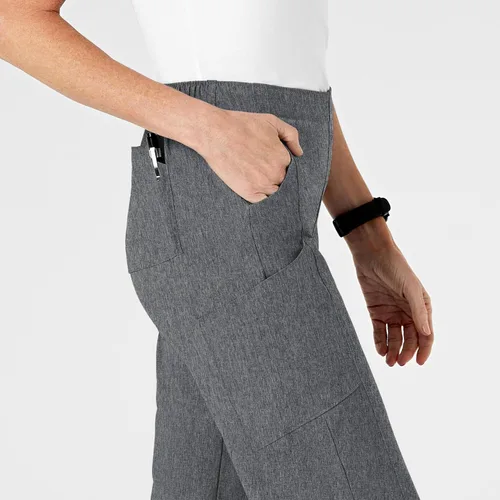 Vista 7 de WonderWink pantalones de cargo de frente plana para mujer Gris carbón jaspeado