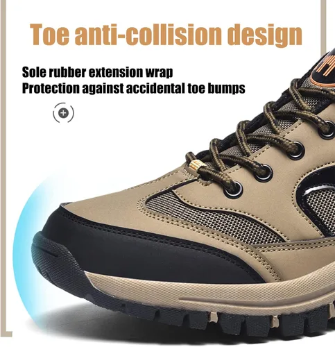 Vista 5 de Zapatos ortopédicos de senderismo para hombre, con cordones, resistentes al agua, al desgaste, ligeros, para senderismo, para exteriores