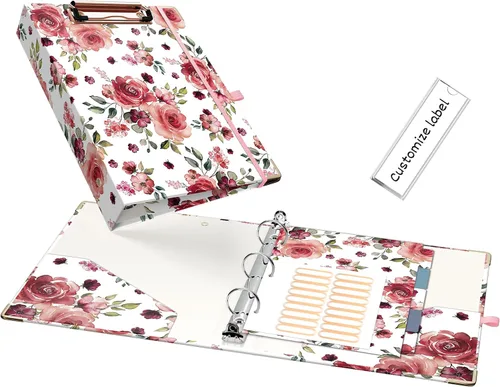Vista 23 de EYROZILL Mini carpeta de 3 anillas, 5.5" x 8.5", de 1 pulgada con bolsillos, carpeta con portapapeles para estilo de cabello del cliente, estuche