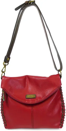 Vista 8 de CHALA Encantador bolso de hombro cruzado con solapa con cremallera superior y llavero - Borgoña (Metal Fox), Borgoña_ Metal Fox