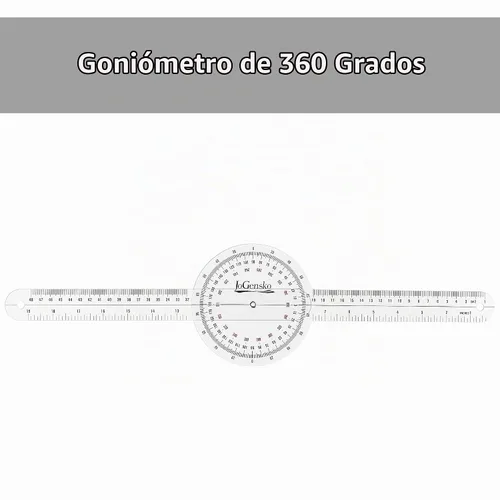 Vista 5 de Goniómetro de 12 pulgadas para uso ortopédico, goniómetro de plástico de gran tamaño de 360 grados, regla transportadora angular de terapia física