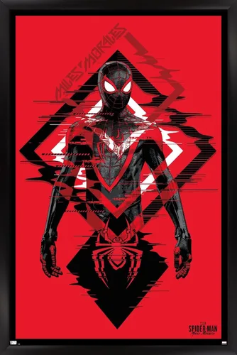 Vista 8 de Trends International Marvel's Spider-Man: Miles Morales - Póster de pared de traje, 14.725 x 22.375 pulgadas, versión enmarcada de madera de granero