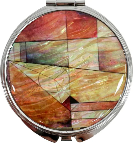 Vista 7 de Espejo de doble aumento compacto para maquillaje portátil, estilo cosmético, plegable, de bolsillo, diseño único de madreperla (flor de almendra)