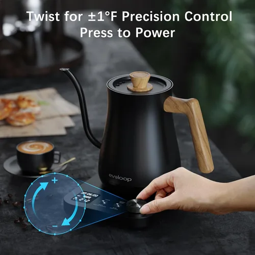 Vista 3 de Hervidor eléctrico de cuello de cisne, hervidores de té eléctricos, control de temperatura de ±1℉ para preparar café de goteo y té