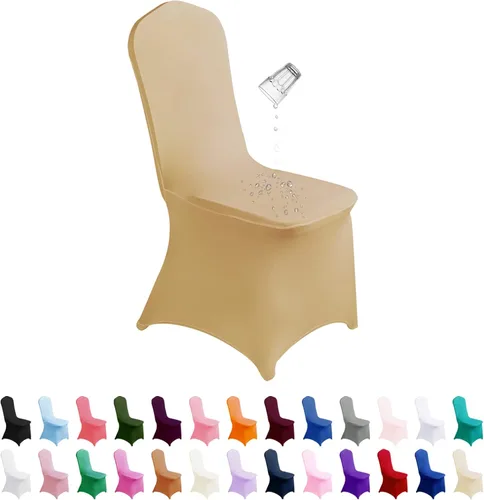Vista 11 de SUPERO Funda impermeable de poliéster y elastano para silla (100 unidades, color negro) - Fundas elásticas para sillas de comedor, protector