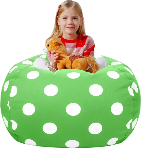 Vista 33 de Aubliss - Silla de almacenamiento para peluches en forma de puf (Estrella Aqua, Mediana (32"))