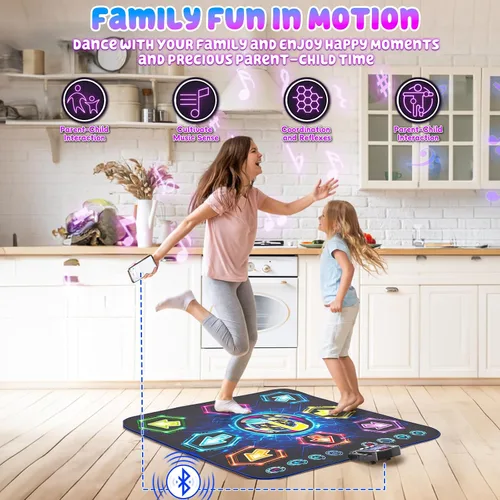 Vista 4 de Tapete de Baile, 2025 Tapete de Baile Iluminado de 8 Botones con Bluetooth Inalámbrico, Sistema de Control de Luz Fluida Mejorado con Soportes