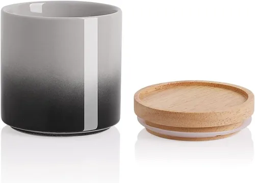 Vista 29 de Recipientes de cocina Sweejar, tarro de almacenamiento de cerámica para alimentos, recipientes apilables con tapa hermética de madera para servir