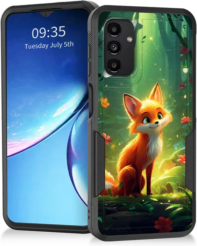 Vista 106 de Funda para Galaxy A14 5G, resistente de doble capa híbrida de policarbonato duro, goma suave, a prueba de golpes, funda protectora resistente