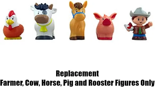 Vista 5 de Piezas de repuesto para Fisher-Price Little People Caring for Animals Farm Playset – GLT78 ~ Paquete de repuesto de 5 figuras ~ Granjero, vaca