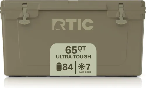 Vista 11 de RTIC - Hielera ultra resistente portátil de 65 cuartos de galón, tipo baúl, con aislamiento, para playa, bebidas, camping, picnic, pesca, barco Gris