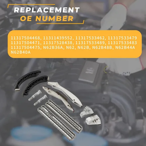Vista 3 de Kit de cadena de distribución del motor, adecuado para 550i 645ci 650ci 735i 740i 745i 750i X5 N62B 4.8L, juego de cadena de distribución automotriz