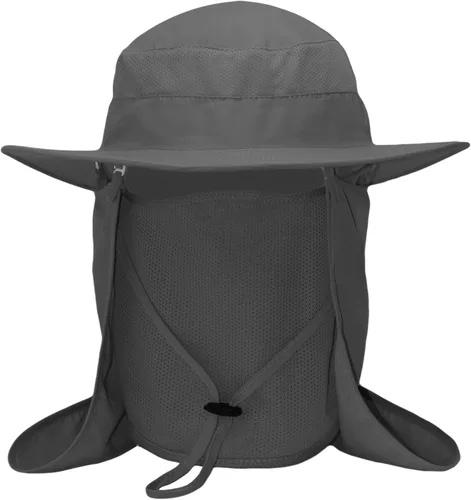 Vista 3 de Sombrero de pesca Sun Bonnie para hombres y mujeres, protección UV, gorra ligera, ala ancha, solapa desmontable para el cuello y cubierta facial