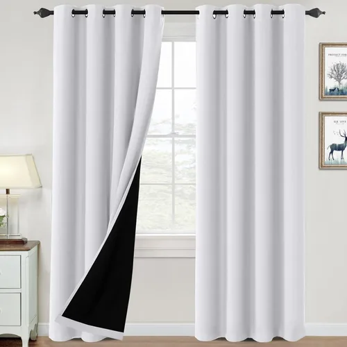 Vista 109 de H.VERSAILTEX Cortinas 100% de opacidad para dormitorio, con aislamiento térmico, cortinas opacas de 63 pulgadas de largo, cortinas de bloqueo