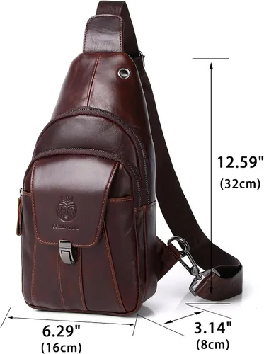 Vista 166 de LUKZIJAES Bolso bandolera de cuero genuino para hombre