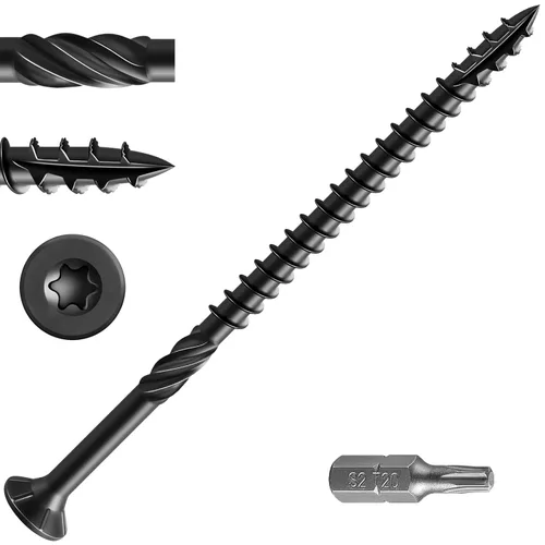 Vista 20 de Wensilon 5/16 * 3" Tornillos negros para cubierta, (piezas) 2 libras. Tornillos de madera para exterior, resistentes a la oxidación